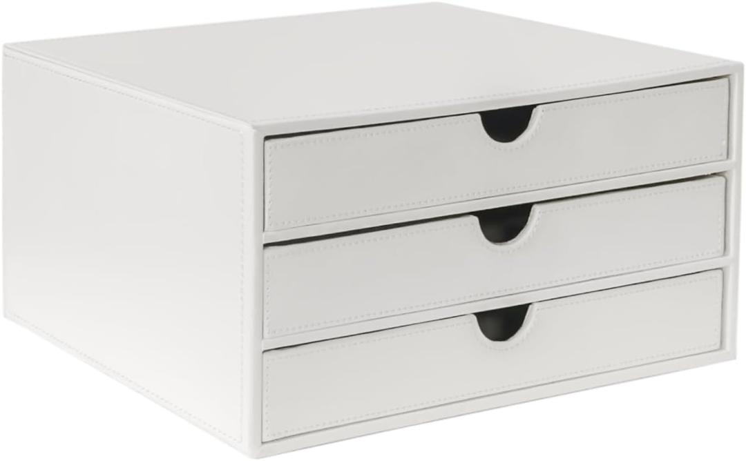UnionBasic Document Organizer, 3-Drawer File Cabinet Document Storage Box, Office Desktop Filing Organizer, White