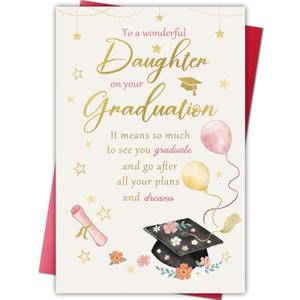 20 x Daughter Graduation Card for Her from Mom Dad, Congratulations Card Gifts for Daughter, Heartfelt Proud of You Greeting
