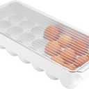 iDesign Plastic Egg Holder for Fridge with Lid - 21 Egg Storage Container Organizer Bin, Clear/White