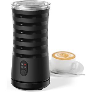 HERILIOS 4 in 1 Electric Milk Frother and Steamer with Warm Function, Black,  8 ounces 