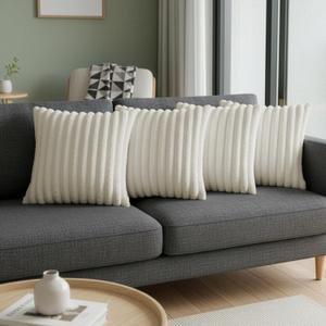 Cream White Throw Pillow Covers 22 x 22 set of 4, Cute Boho Throw Pillow Cover for Couch/Bed, Decorative Pillows Covers for Sofa/Bed, Accent Pillow Covers for Living Room, Rustic/Home/Room Decor