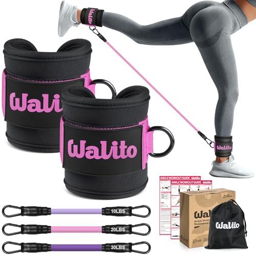WALITO Ankle Resistance Bands with Cuffs, Ankle Bands for Working Out, Ankle Straps for Women, Exercise Bands for Legs and Butt, Booty Workout Equipment for Kickbacks Hip Fitness Training