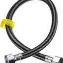uxcell Faucet Supply Line Connector, G1/2 Female x G1/2 Female 20 Inch Long Braided 304 Stainless Steel Water Supply Hose, Black