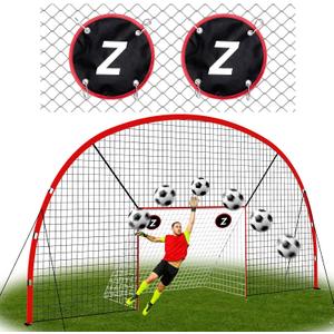 ZEALFEEL 3-in-1 Soccer Goal with Backstop Net & Rebounder, 21x10ft Soccer Rebounder Net with 2 Targets, 36-Strand PE Net, Soccer Training Equipment for Shoot Pass Ball Control Backyard Game
