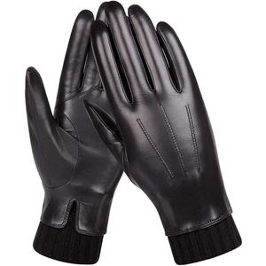 Winter Sheepskin Leather Gloves for Women - Warm Touchscreen Cashmere/wool Blend Lining Driving Windproof Cuffs
, Size M