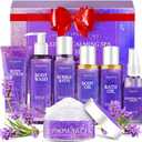 Spa Bath Body Care Wash Christmas Gifts Baskets for Women,Relaxation Calming Lavender Spa Set Home Relaxing Self Care Shower Kit Birthday Valentines Stocking Stuffers Gifts for Women Mom Wife Sister
