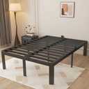 Full Size Bed Frame 16 Inch, Black Full Bed Frame with Anti-Slip Baffles, No Box Spring Needed, Heavy Duty Steel Platform Supprt, Rounded Corner Legs, Reserved Holes, Noiseless, Storage Space