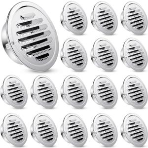 Zonon 18 Pcs Stainless Steel Soffit Vents 4 Inch Round Dryer Vent Cover with Mesh Screen for Home Outdoor Bathroom Wall Ceiling Outside Exterior Exhaust (Silver)