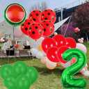 Watermelon Balloons Foil Number 2 Balloon Fruit Watermelon Foil Balloon Green Red Latex Balloons for Watermelon Birthday Decorations Fruit Ballons Arch Kits Party Summer Balloon Sets