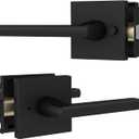 2 x Mega Handles Prime Privacy Lever Door Handle for Hallway, Closet and Bathroom, Keyless Reversible Design Door Levers, Fits All Standard Door Sizes, Covered Screws Included - Matte Black (1 Pack), 5"