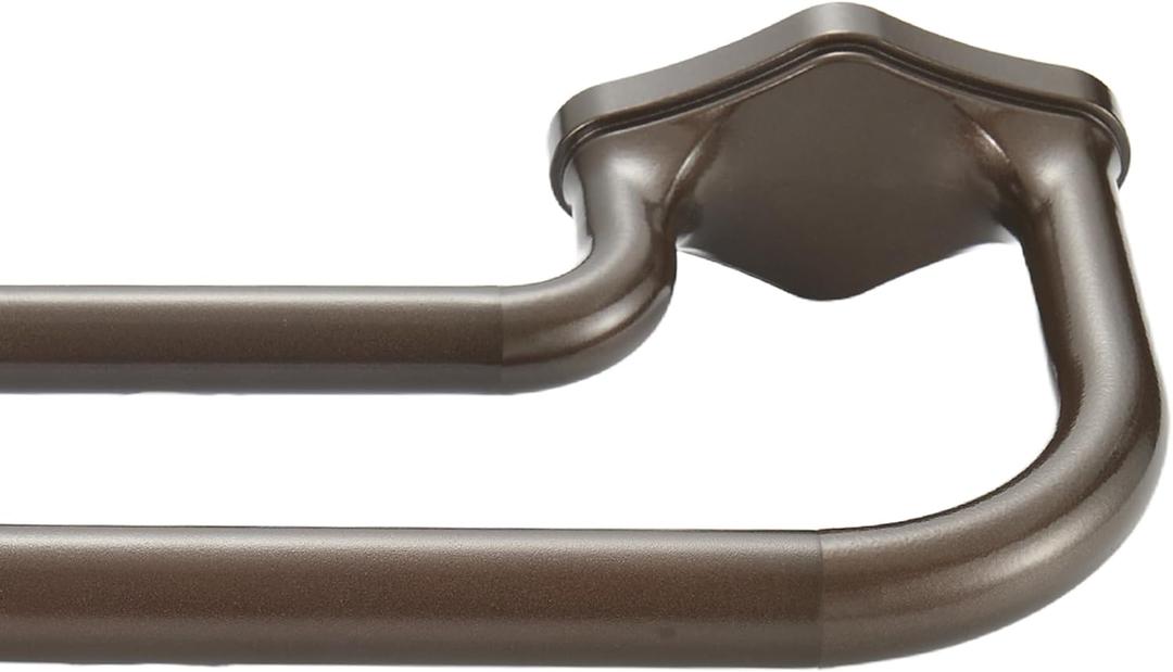 Dark Bronze Double Curtain Rods For Windows 48-88 Inch,Heavy Duty Double Curtain Rod with Aluminum Finials and Bracket,Adjustable Double Window Rods For Blackout Or Room Darkening Panels