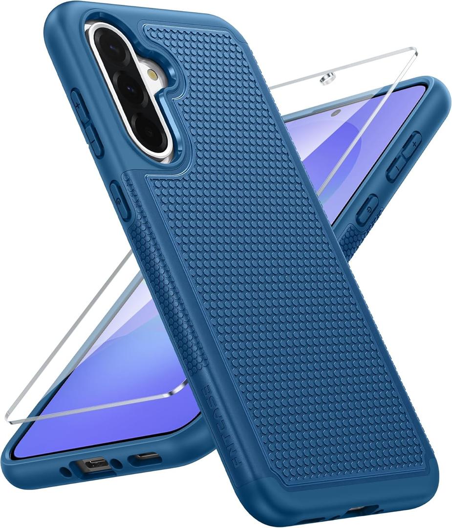 FNTCASE for Galaxy A36-5G Phone Case - A56-5G Military Grade Drop Protection, 14ft Drop Tested, Screen Protector Included, Anti-Slip Matte Textured, TPU+PC Dual Layer Shockproof Cover (Blue)