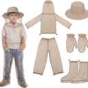 Threehoney Kids Mosquito Outdoor Suit Bug Net Pants & Jacket with Hood Fishing Hat Mitt Socks for Girls Boys Camping Hiking
