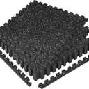 SUPERJARE 1" Extra-Thick Rubber Top Exercise Mat, Gym Flooring for Home Gym