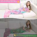 WERNNSAI Mermaid Tail Blanket - Glow in The Dark Mermaid Wearable Blanket, Kid（55"x24") (M)
