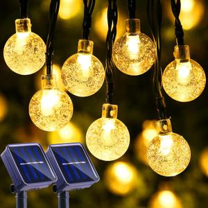 LYHOPE Solar String Lights Outdoor, 2 Pack Total 71ft 120 LED Solar Patio Lights Waterproof, 8 Modes Solar Outdoor Lights Globe Lights for Garden Yard Patio Gazebo Decorations (Warm White)