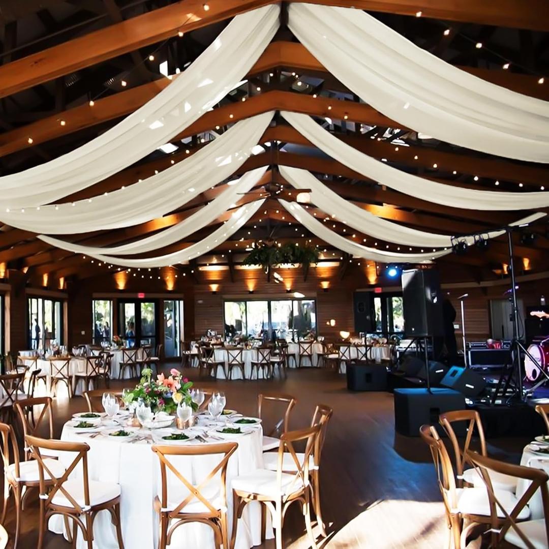 6 Panels Ivory Ceiling Drapes for Wedding 5ftx20ft Ceiling Drapes Polyester Draping Fabric Wedding Ceremony Reception Halls Decorations Ceiling Decorations for Party Ceremony Stage Swag