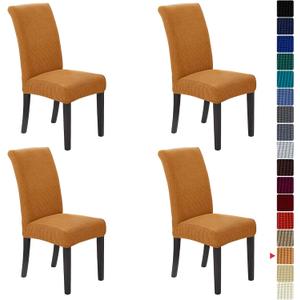 Howhic Stretch Chair Covers for Dining Room Set of 4, Removable Washable Dining Room Chair Covers, Dining Chair Slipcovers Seat Protector, Great Home Decor and Banquet Upholstery (Gold, 4 Pack)