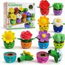 10 Sets Flower Garden Toddler Toys, Kids Gardening Building Toy, Color Shape Sorting & Stacking Game, Montessori Preschool Learning Activities for Toddlers 1 2 3 Year Old