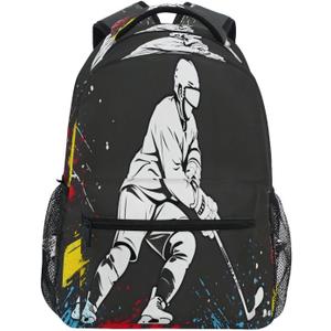 ALAZA Ice Hockey Player Black School Backpack Laptop Backpack for Boys Girls Sports Backpack Casual Bookbag 16 inch