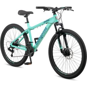 Mongoose Grafton Mountain Bike, 21 Speed, Aluminum Frame, Knobby Mountain Tires, Suspension Fork, Trigger Shifters, Mechanical Disc Brakes | Trigger Shifter, Aluminum Frame, Front Suspension