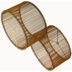 Boho Rattan Drum Lamp Shades Set of 2, Woven Bamboo Table and Bedside Lamp Shades(Spider Fitter), Easy Assembly (Brown)