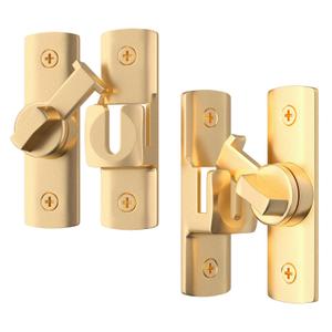 2 Pcs Degree Barn Door Latch, 180/90 Sliding Barn Door Lock，Sliding Gate Latch Lock for Cabinets, Barn Door, Bathroom, Gardenr Doors (Gold)