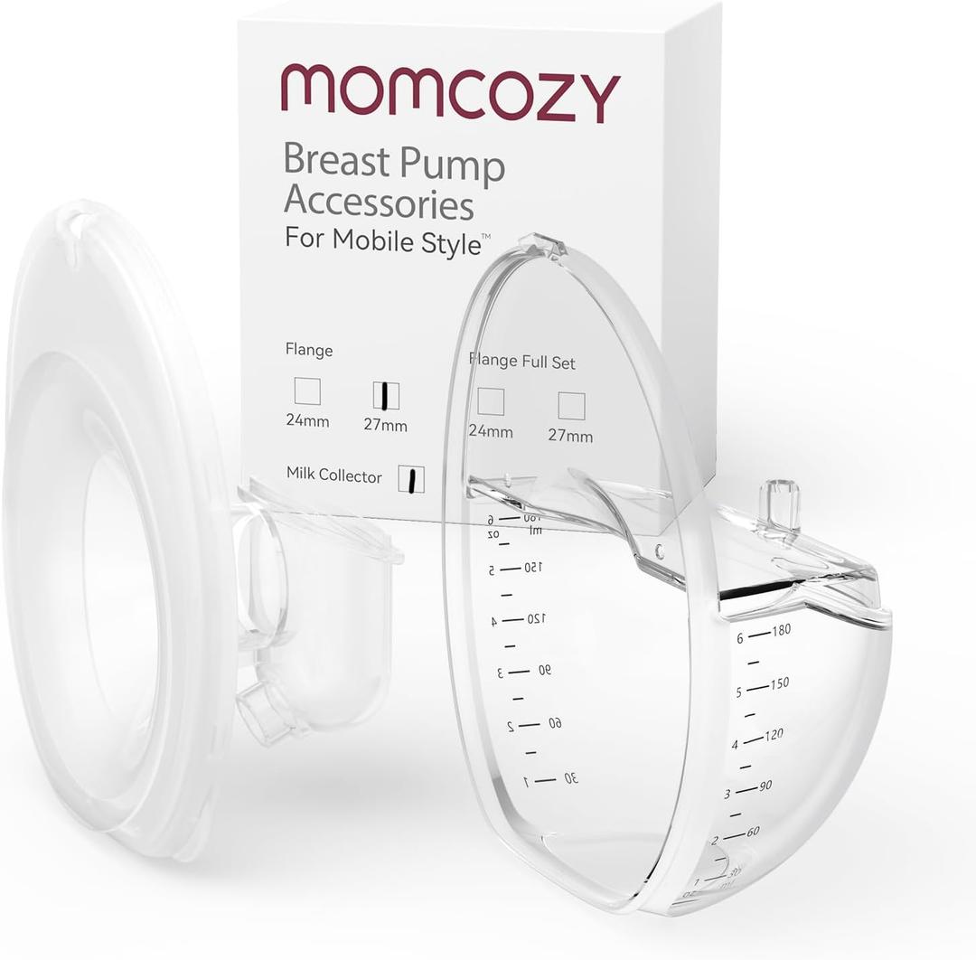 Momcozy Mobile Style | M6 Flange 27mm & Milk Collector, Original Mobile Style | M6 Breast Pump Replacement Accessories (Transparent)