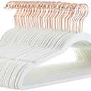Amazon Basics Slim Velvet Non-Slip Space Saving Suit Clothes Hangers, Closet Organizer, Sturdy Construction, Ivory/Rose Gold, 20-Pack