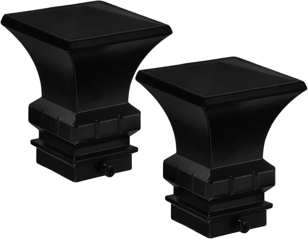 Amosfun 2pcs Black Curtain Rod End Caps Pole End Plug Decorative Finials for Curtain Rod in Diameter Size 1-1.1 Inch