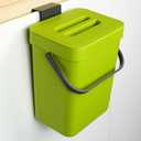 Kitchen Waste Bin with Hooks 5L, Indoor Kitchen Sealed Under Sink for Kitchen, Food Waste Bin for Countertop (DarkGreen)