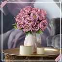 8 Bundles Artificial Peonies Flowers Boho Faux Flowers Arrangements Artificial Centerpiece Spring Bouquet Floral Wedding Decoration for Vase(Dark Purple)