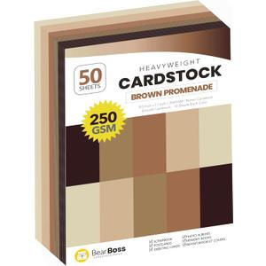 BearBoss Brown Cardstock Paper 8.5x11 50 Sheets, Heavyweight 92lb Cover for Crafts DIY Cards Making
