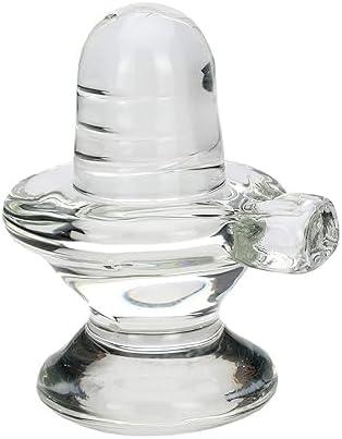 Shivling Crystal Shivling Crystal Lingam for Pooja Decorative Showpiece - Small (Crystal, White)