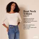 Amazon Essentials Women's Slim-Fit 3/4 Sleeve Boat Neck Cotton Modal Micro Rib T-Shirt