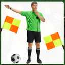 Soccer Referee Jersey, 7PCs Soccer Referee Kit, Referee Cards, Whistle, Socks, Flags, Soccer Referee Costume for Adult (Green, S)