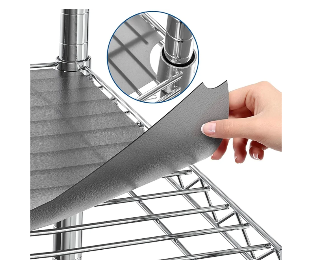 Shelf Liners for Wire Shelf System - Set of 5 in Graphite - 16 x 36 inch - Plastic Wire Shelving Shelf Mats