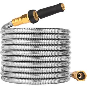 Rosy Earth Expandable Metal Garden Hose 50 FT - 304 Stainless Steel Water Hose 50 FT - Lightweight non Kinking Flexible Garden Hose, no Bite