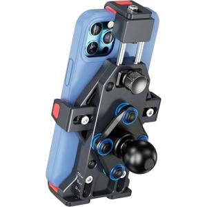 BRCOVAN 1'' Ball Aluminum Alloy Phone Mount Holder with Vibration Dampener, for Motorcycle ATV UTV Car Bike Boat Truck Scooter Fit for RAM Mounts B Size 1'' Ball Double Socket Arm, for 4.7-7.2'' Phone