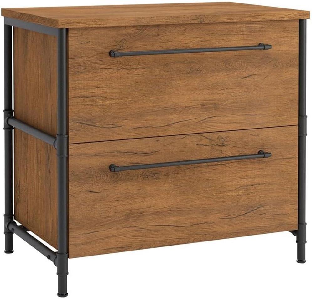 Sauder Iron City Lateral File, Checked Oak Finish