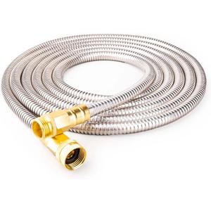Stainless Steel Garden Hose: 20FT Flexible Water Hose - Leak-Resistant Metal Connector for Faucet Extension - Durable Outdoor Use for Gardeners & DIY Tasks