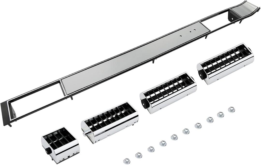 Center Dash A/C Air Vent Trim Plate Brushed, Compatible with 1981-1991 Chevy GMC C/K Silverado Suburban Blazer Jimmy Truck, Grille Cover Panel Molding Kit, Replaces# DP7898RNH, 3979751