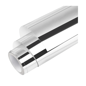 WRAPXPERT Silver Chrome Vinyl, 12" x5ft Silver Permanent Vinyl Roll, Chrome Mirror Metallic Silver Adhesive Vinyl for Cricut, No Bubble Mirror, for Wrap,Stickers,Decal,Lettering