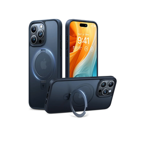 TORRAS Magnetic Ostand for iPhone 15 Pro Max Case, [Military Grade Drop Tested] [Compatible with MagSafe][Build-in Kickstand] Translucent Slim Soft Edge Anti-Fingerprint 6.7" 2023, Blue Titanium