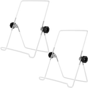 3 Pack Plate Stand Easel Picture Frame Stand Adjustable Foldable Tablet Iron Display Holder for Displaying Photos, Plates, Cookbooks(White)