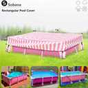 Rectangular Pool Cover,Waterproof Covers for 7' x 5' x 24" Rectangular Metal Frame Above Ground Outdoor Swimming Pool,with Tie-Down Ropes & 4 Sandbags,Increase Stability(Cover only,Pink)