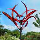 LimeHill Wind Spinner for Garden and Yard - Large Metal Kinetic Wind Sculptures Yard Art Outdoor (Crimson Magnolia)