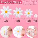 PAGOW 24 Pcs Flower Iron on Patches, Daisy Applique Patch for Clothes, Sew On Embroidered Floral Applique for Bags, Jeans, Shirts (White, 4 Sizes)