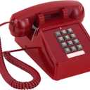 Uvital Retro Red Landline Phone, Vintage Corded Phone for Landline, Old House Phone, Traditional Classic Desk Telephone with Adjustable Handset and Ringer Volume for Home, School, Office, Hotel, Salon