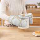 Oven Mitts and Pot Holders Marble White Gold Silicone Kitchen Accessories Set of 4 Heat Resistant Long Gloves Potholder Non-Slip Grip for Chef Cooking,Baking,Grilling,BBQ